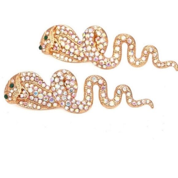 Cobra Rhinestone Snake Earrings - Picture 2 of 3